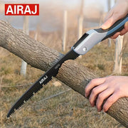 AIRAJ Folding Saw For Woodworking And Camping Multitool Hand Tool With Sharp Steel Blade And Teflon Coating