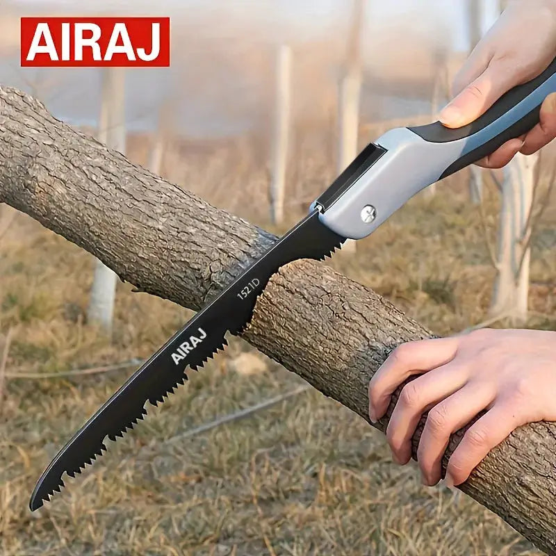 AIRAJ Folding Saw For Woodworking And Camping Multitool Hand Tool With Sharp Steel Blade And Teflon Coating