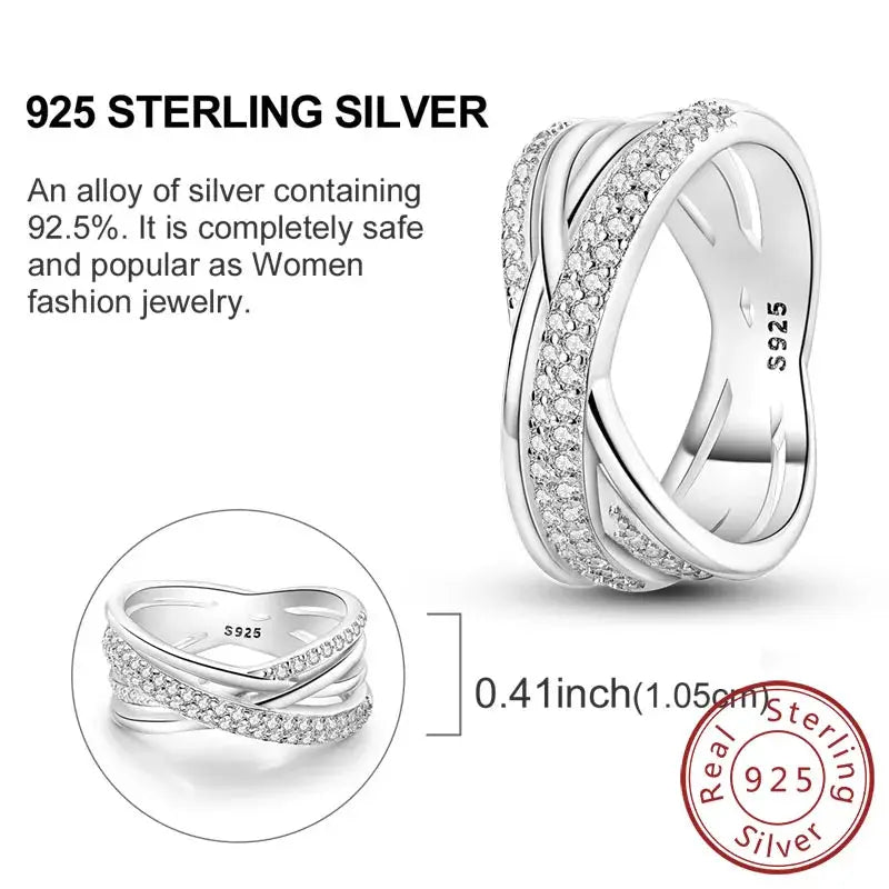 925 Sterling Silver Rings Bow Heart Star Sun Moon Zircon For Women Jewelry Birthday Anniversary Gifts