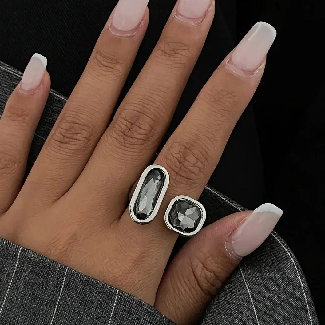 2024 Silver Color Rhinestone Ring Set For Women Multi Layer Winding Zircon Rings Wedding Fashion Jewelry Gift