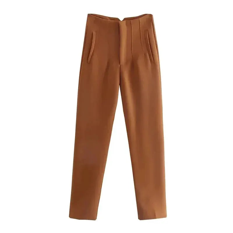 HXAO Ladies High Waist Formal Office Pants Pencil Trousers For Women Black Pink White