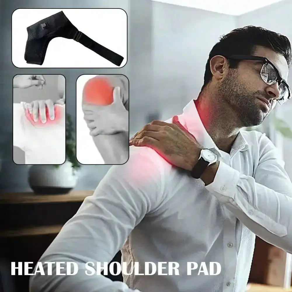 Simples Market heated shoulder brace wrap with black strap for shoulder massage and warmth