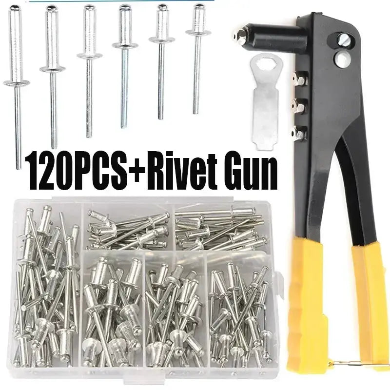 Professional Hand Rivet Gun 120-Piece Heavy Duty Blind Rivet Pliers Set For Automotive And Home DIY