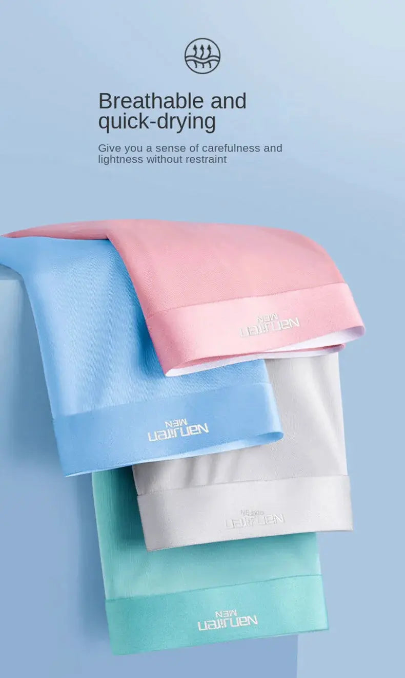 Men's boxer shorts 4-pack in ice-silk breathable fabric by Simples Market; pastel color assortment range