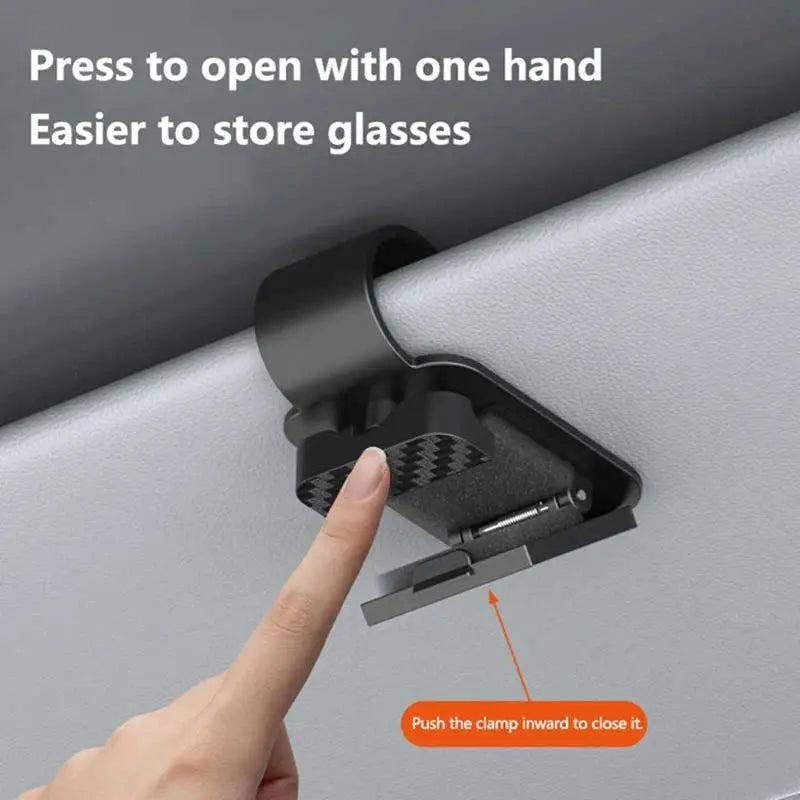 Car sun visor sunglasses clip with ticket/card holder, black multifunctional car interior storage accessory