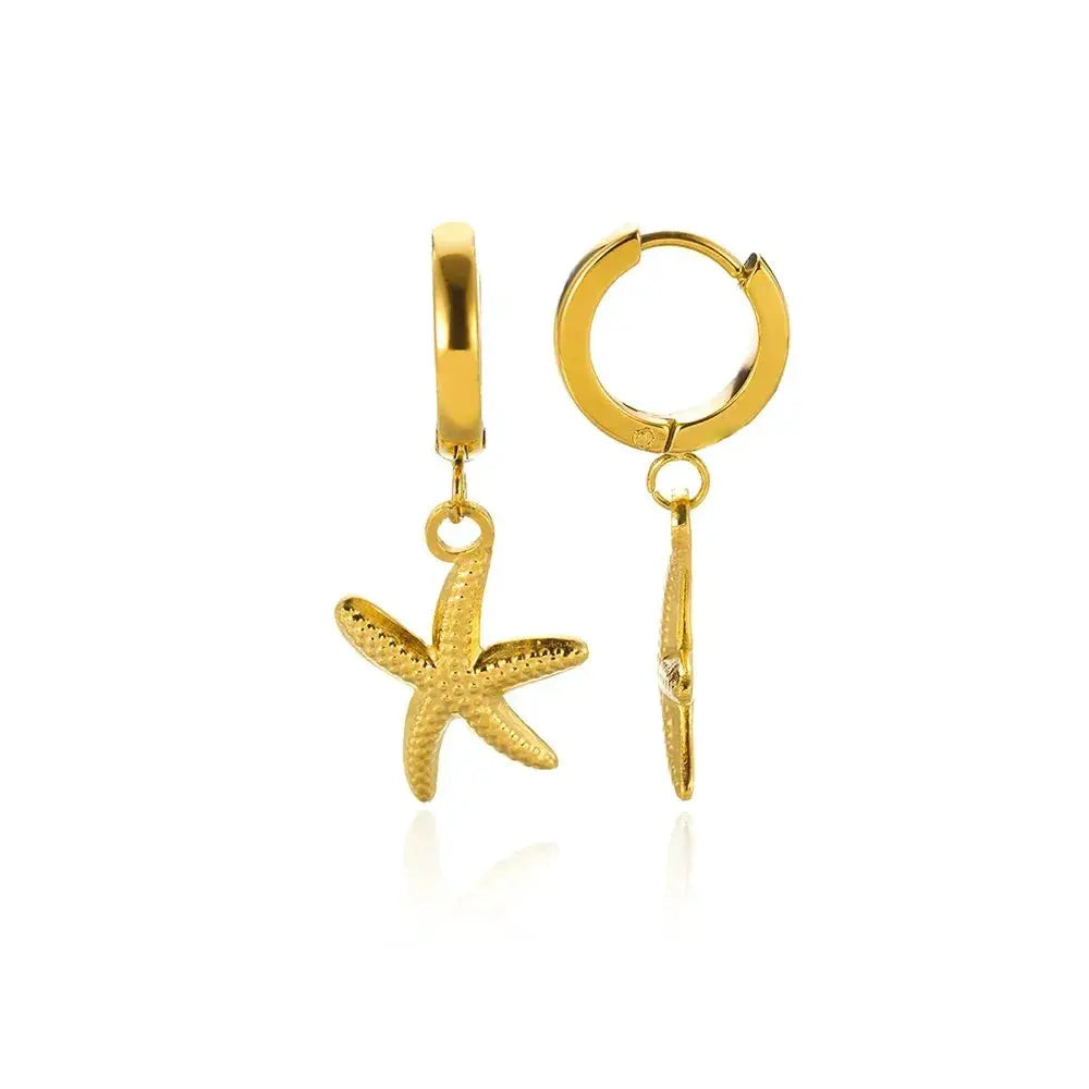 Vintage Summer Starfish Shell Stud Earrings Stainless Steel For Women Ocean Party Jewelry Gift 2025