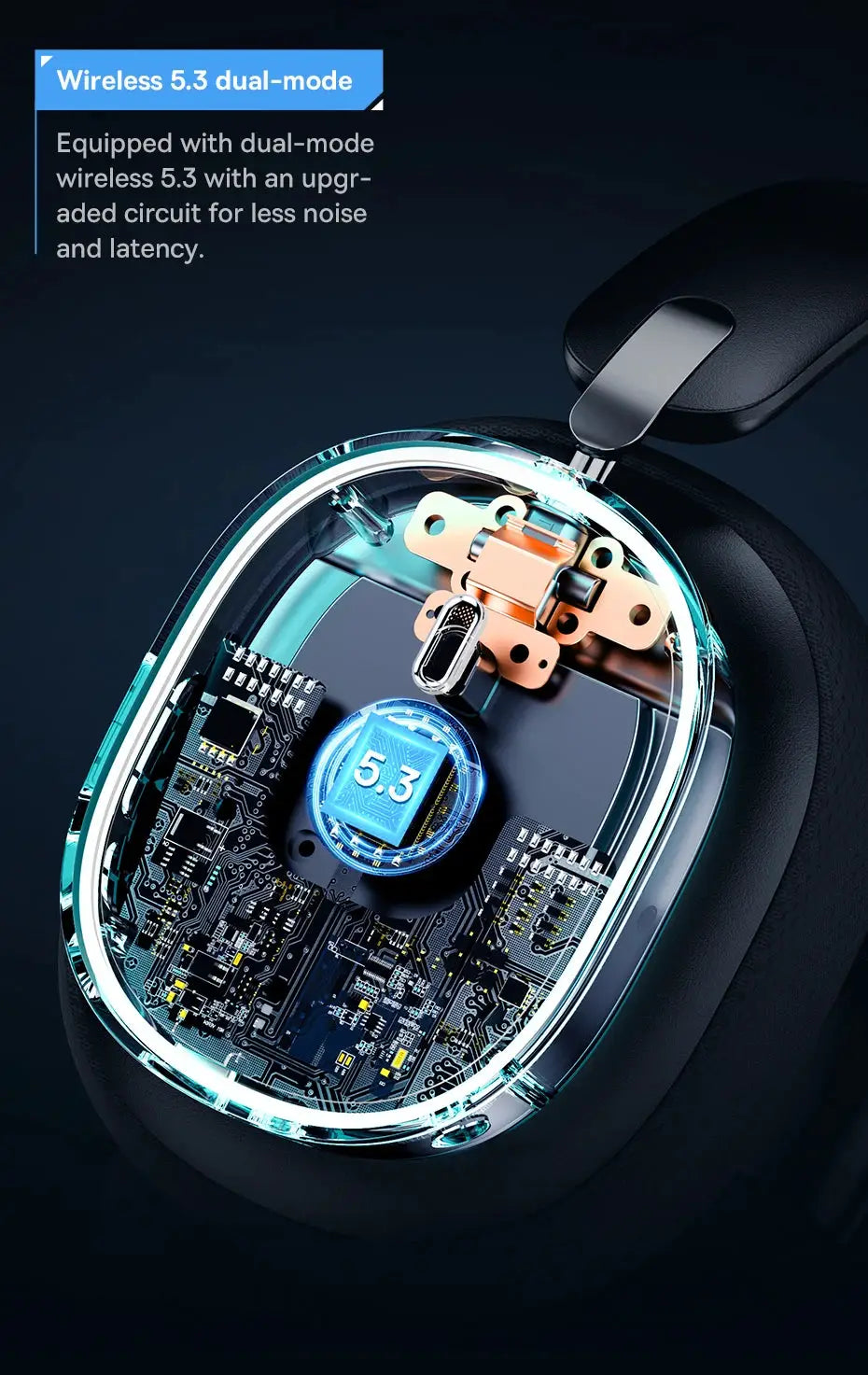 Baseus GH02 gaming wireless headset with mic, over-ear design, Bluetooth 5.3 and 40mm drivers