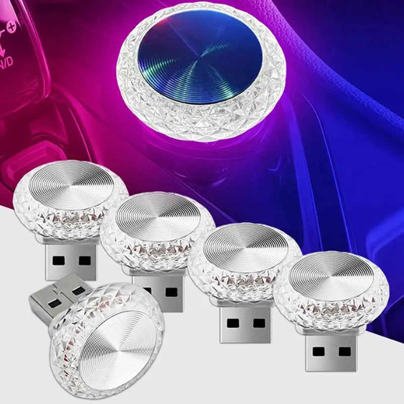 Portable Car USB Ambient Light Mini LED Decorative Atmosphere Lamp For Auto Interior And Computer USB Powered Plug Play