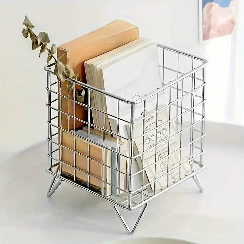 Metal Desk Storage Basket For Office Organization Durable Multi Functional Shelf Basket