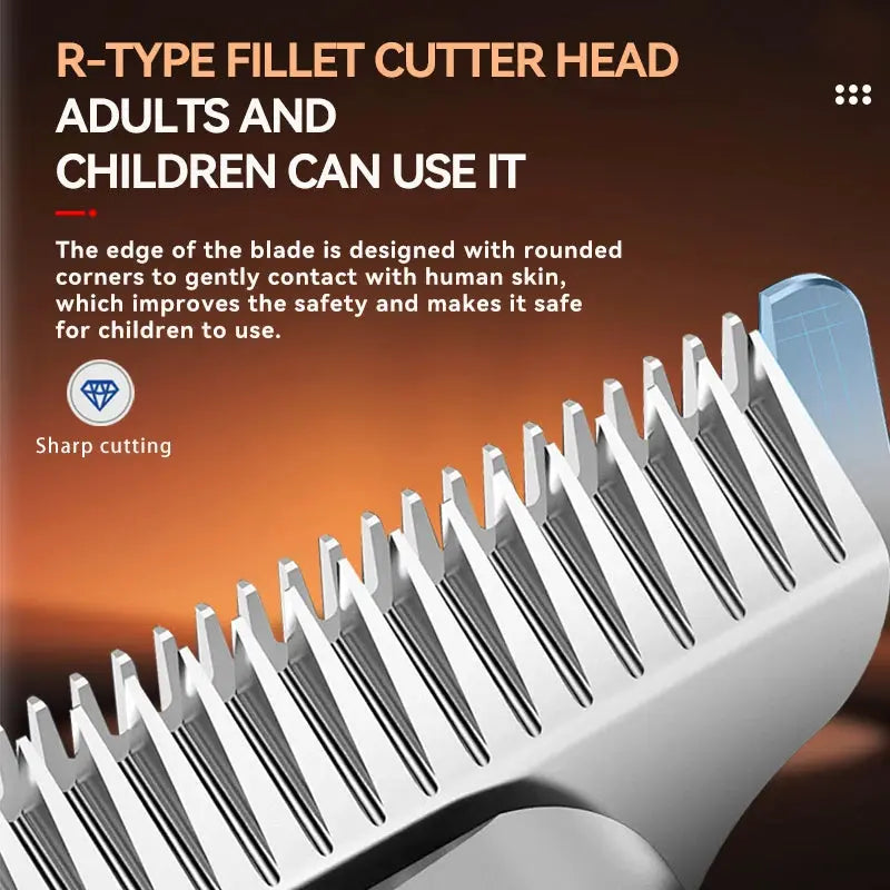 R-type filet cutter head for electric hair trimmer with stainless steel blades and white body