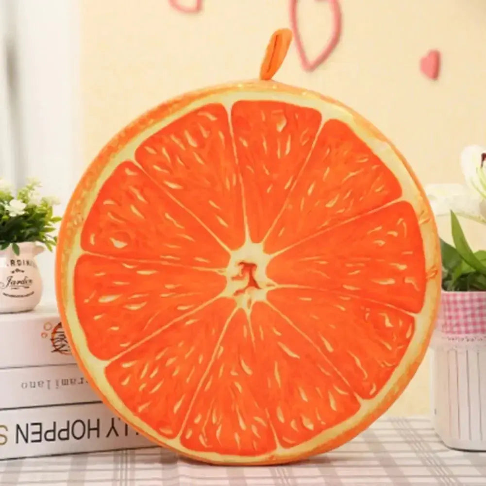 Watermelon-shaped round cushion pillow, orange-red fruit slice, 33/40cm, living room decor