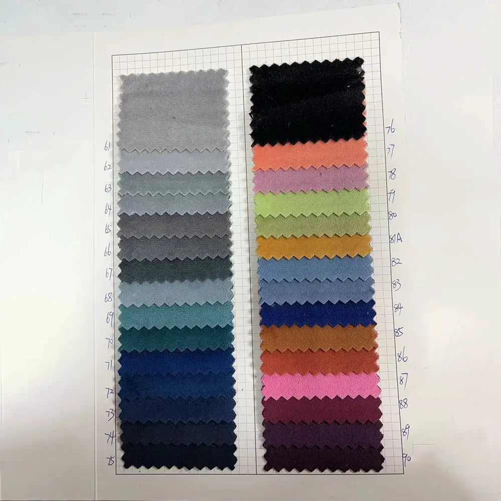 Velvet fabric swatch sheet by Simples Market featuring green velvet among assorted color samples