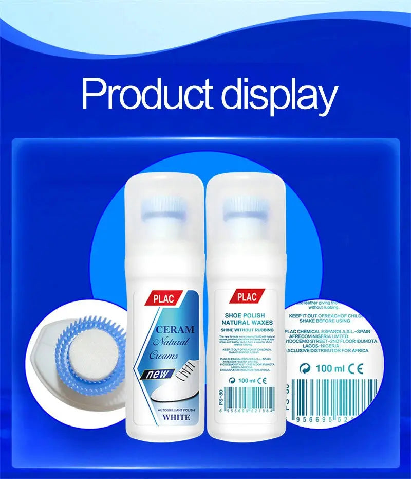Simples Market PLAC shoe cleaning kit with two white bottles, brush and sponge applicator