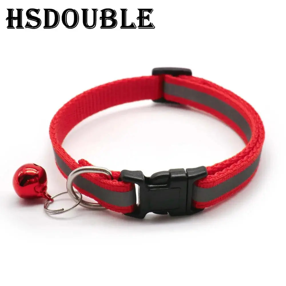 2 Pack Reflective Adjustable Cat And Small Dog Collars With Sash Bells In 12 Colors For Night Visibility