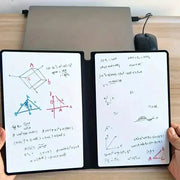 A5 reusable whiteboard notebook by Simples Market with free pen and erasing cloth, portable weekly planner.