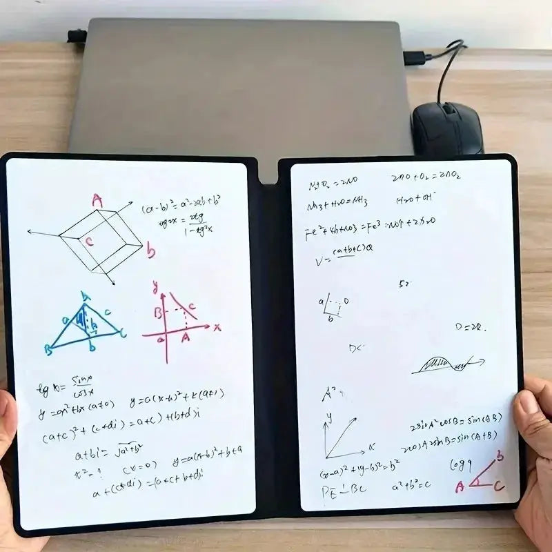 A5 reusable whiteboard notebook by Simples Market with free pen and erasing cloth, portable weekly planner.