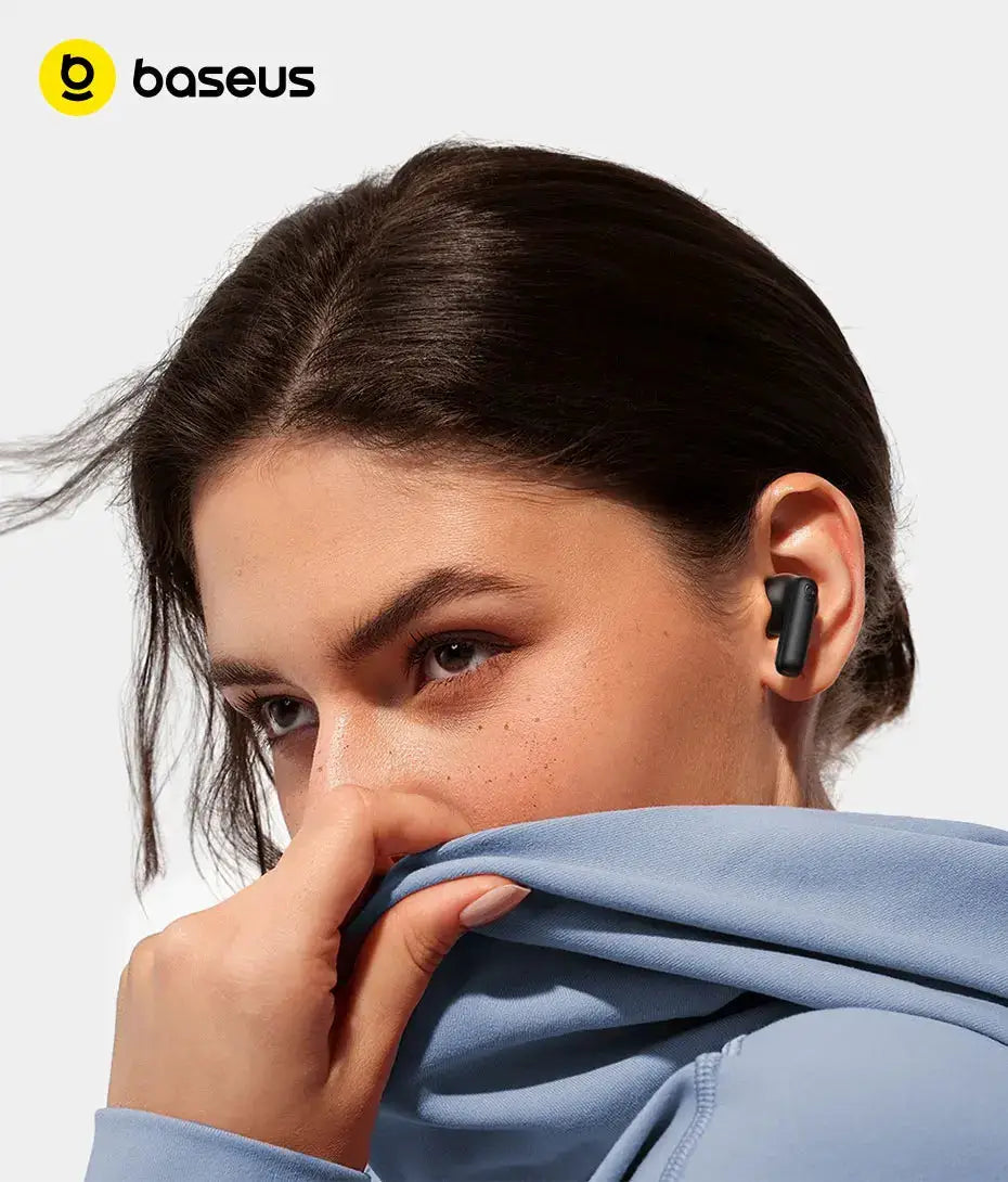 Baseus Bass EP10 Ultra Wireless Earbuds, black wireless earbuds with 65Hrs playtime and 6 mics AI call clarity