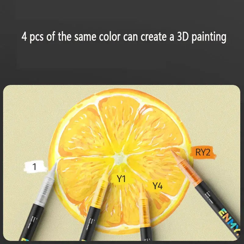 ENMY acrylic paint markers, 4 pcs in yellow shades, felt art supplies