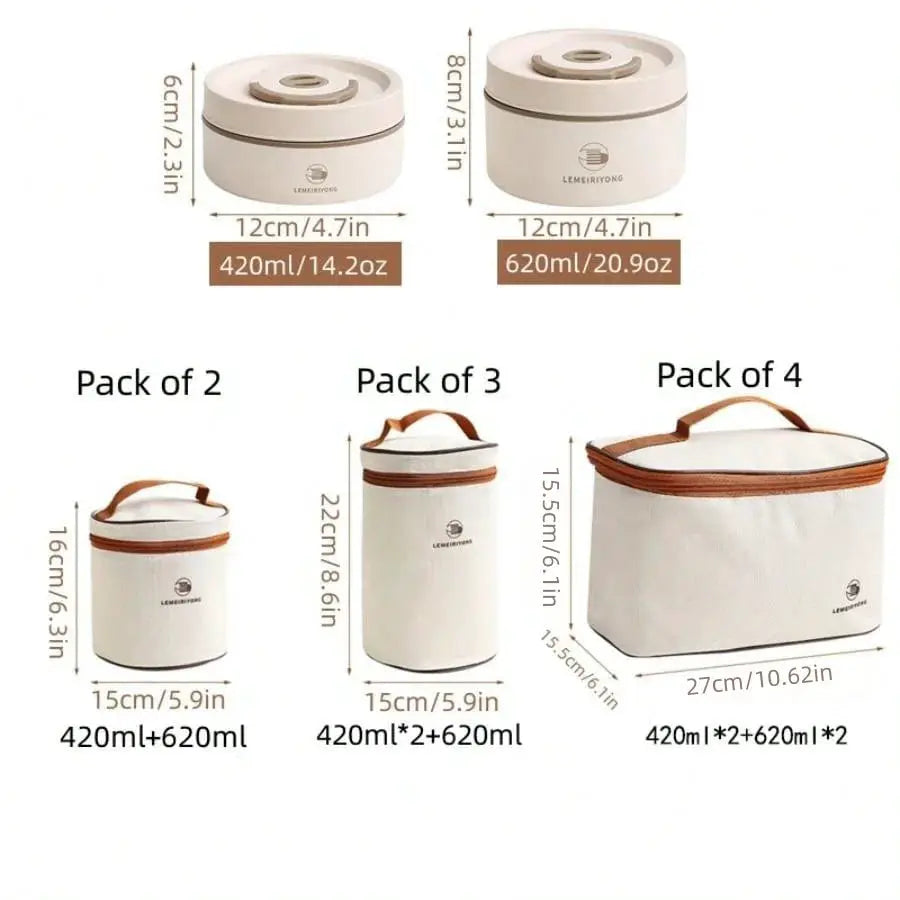 Portable Insulated Stainless Steel Lunch Box Set With Stackable Bento Compartments For Fresh All Day Meals