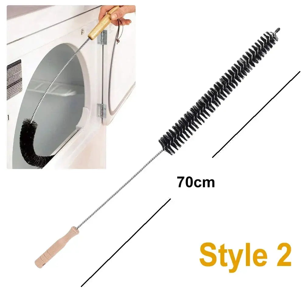 Flexible long pipeline cleaning brush with wooden handle and black bristles, 70cm Style 2