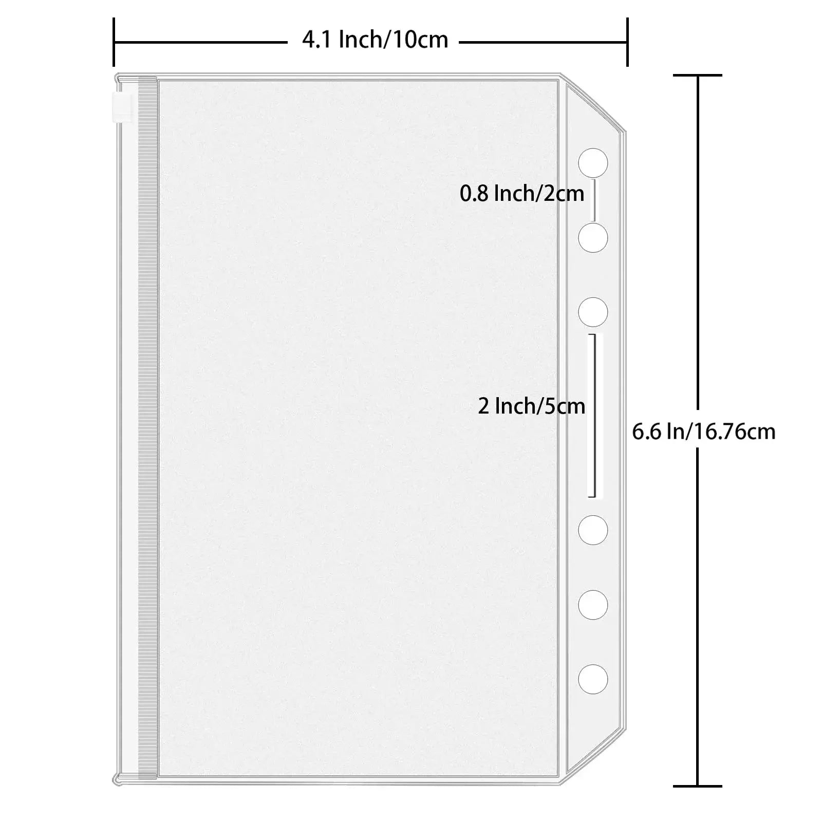 Simples Market 10-pack A6 binder pockets with 6 holes, clear zipper folders for 6-ring binders, waterproof PVC organizer