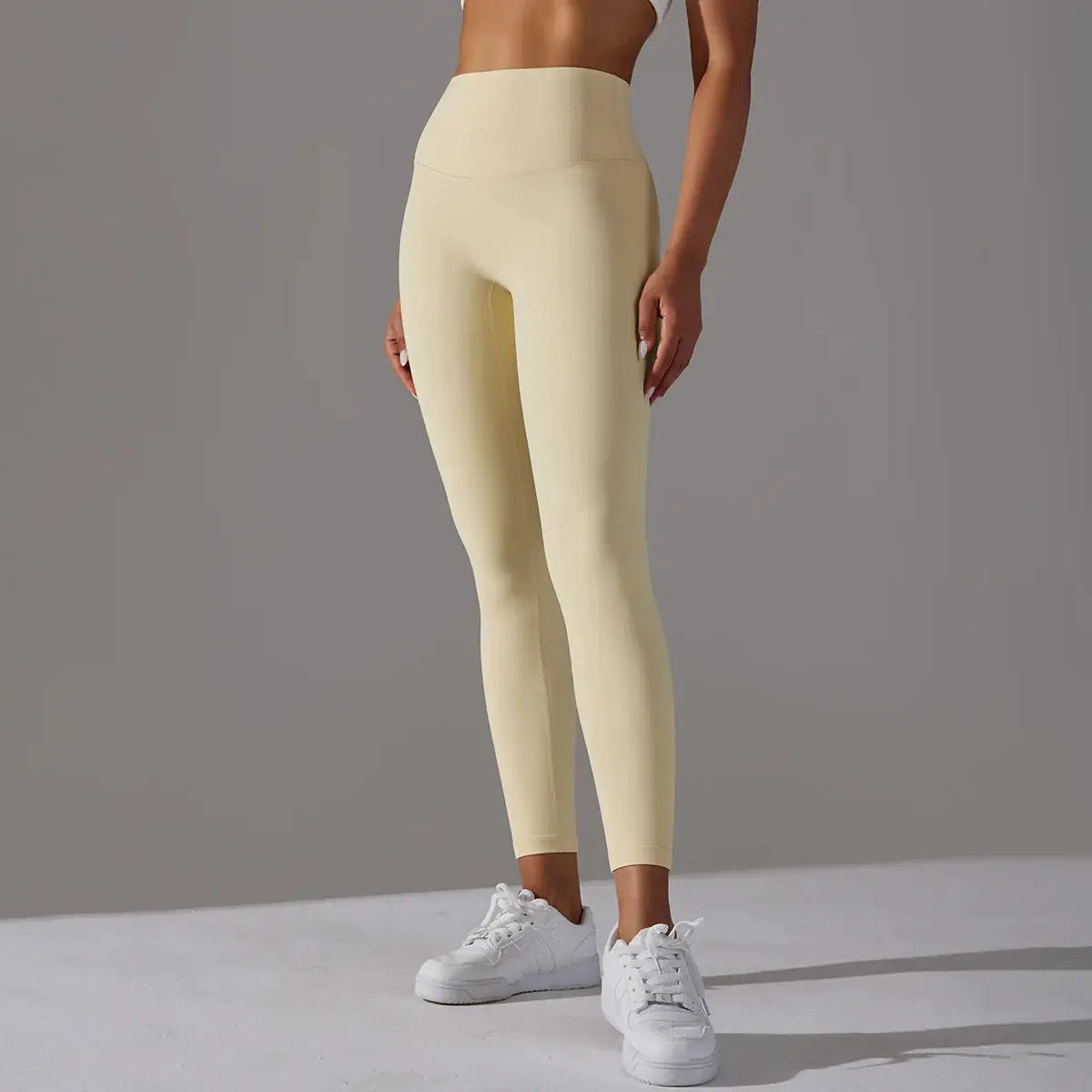High waist Naked Feeling leggings, beige for fitness and yoga workouts