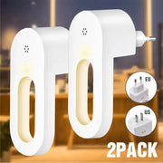 Wall night light 2-pack with twilight sensor, warm white glow, EU/US plug, Simples Market