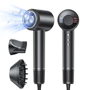 Electric hair dryer by Simples Market, black, 1600W, brushless motor, includes diffuser and concentrator nozzle