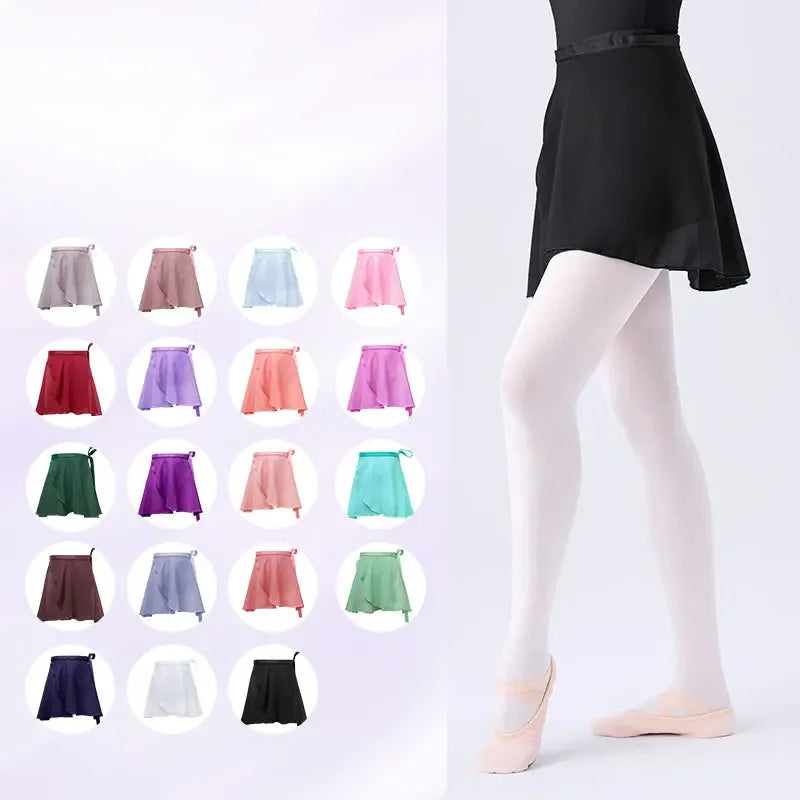 LunaDance Chiffon Wrap Ballet Skirt For Girls And Women Tie Up Tutu Dance Skirt In 19 Colors