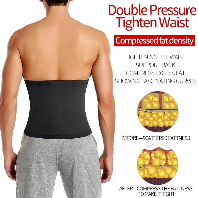 Men's black abdomen reducer sauna body shaper waist trainer belt by Simples Market