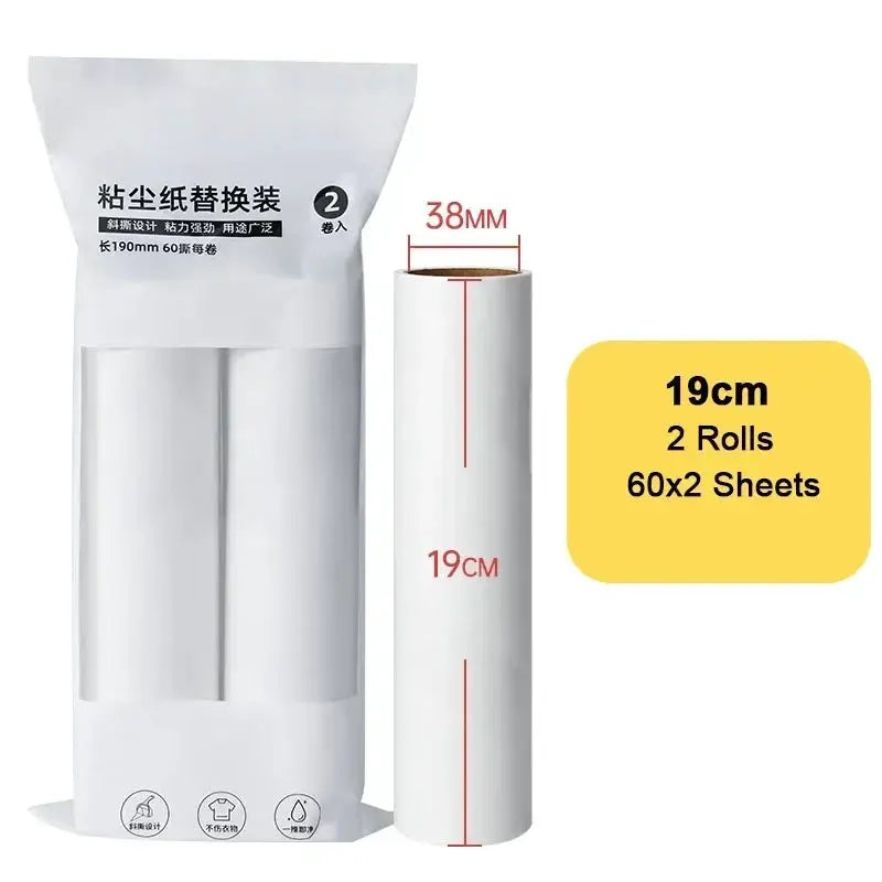 Lint roller refill by Simples Market, tearable brush head, 19cm rolls, 2 rolls with 60x2 sheets