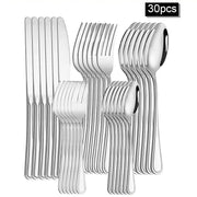 Stainless Steel Cutlery Set 6 Or 30 Pieces Steak Knife Fork Dessert Spoon High End For Restaurants And Hotels