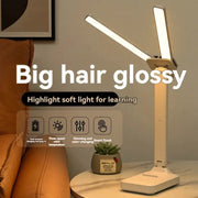LuminaDesk Dual Head LED Desk Lamp Foldable Dimmable Reading Light With USB Rechargeable Battery