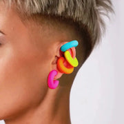 ClipCharm Simple Round Circle Clip Earrings For Women No Piercing C Shape Acrylic Lightweight Colorful Ear Cuffs