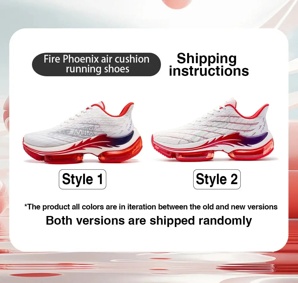 ONEMIX air cushion running shoes for women by Simples Market; white mesh uppers, red-orange outsole, styles 1 & 2