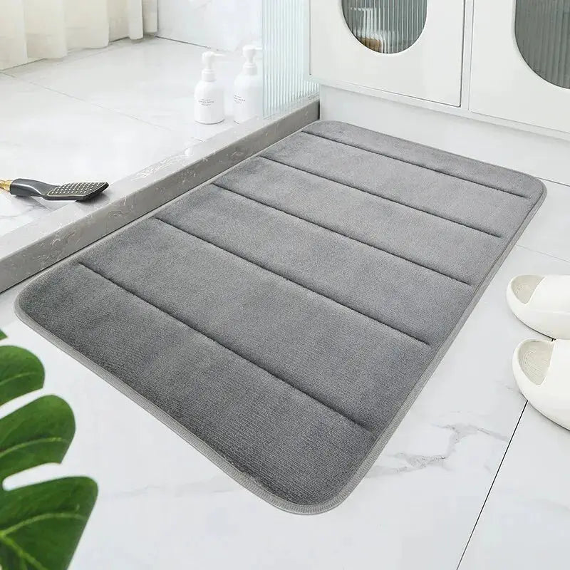 Bathroom Coral Velvet Anti-skid Mat by Simples Market, gray, quick water absorption, machine washable