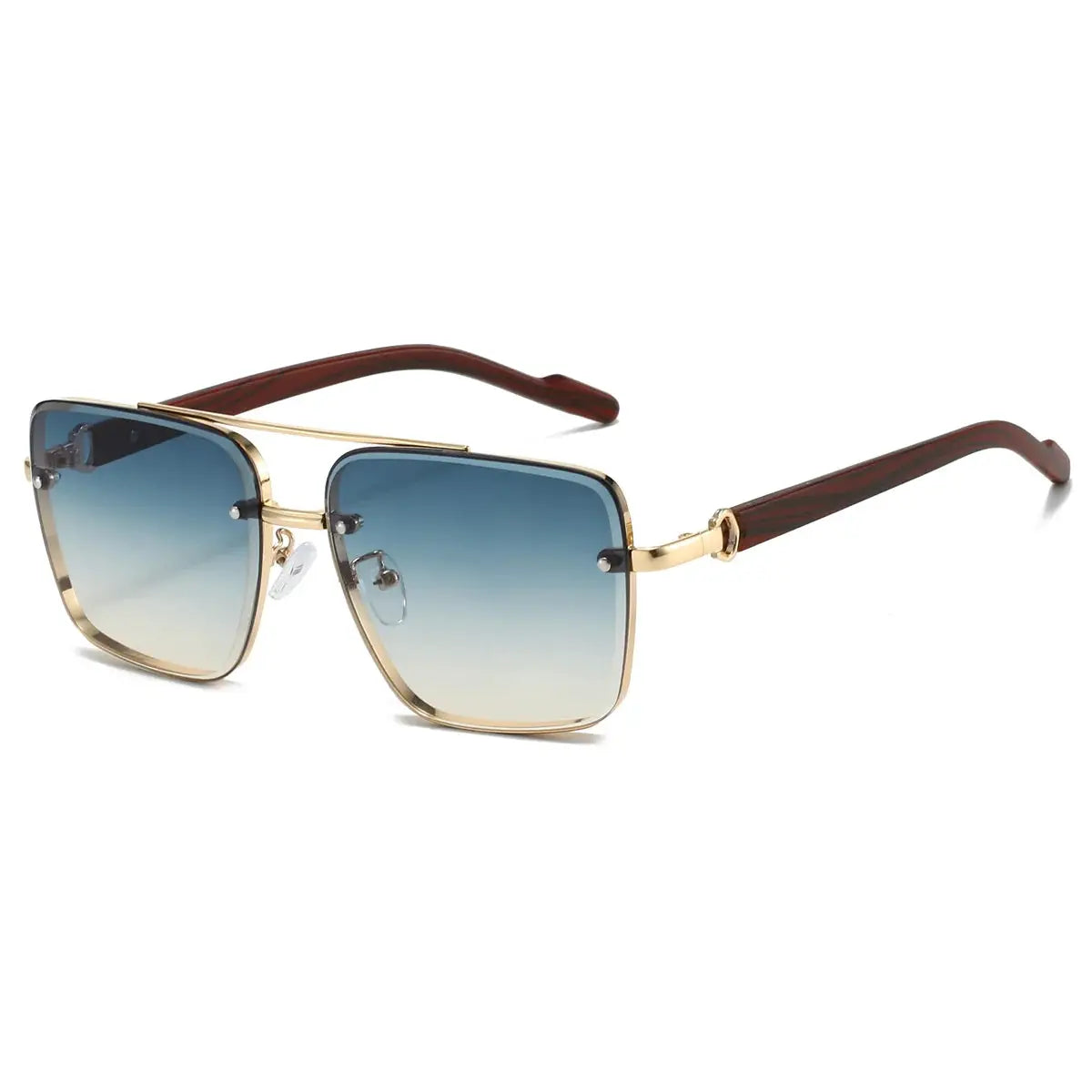 KAMMPT Fashion Retro Square Metal Sunglasses For Women Original Brand Design Driving Pilot Double Bridge Sunglasses