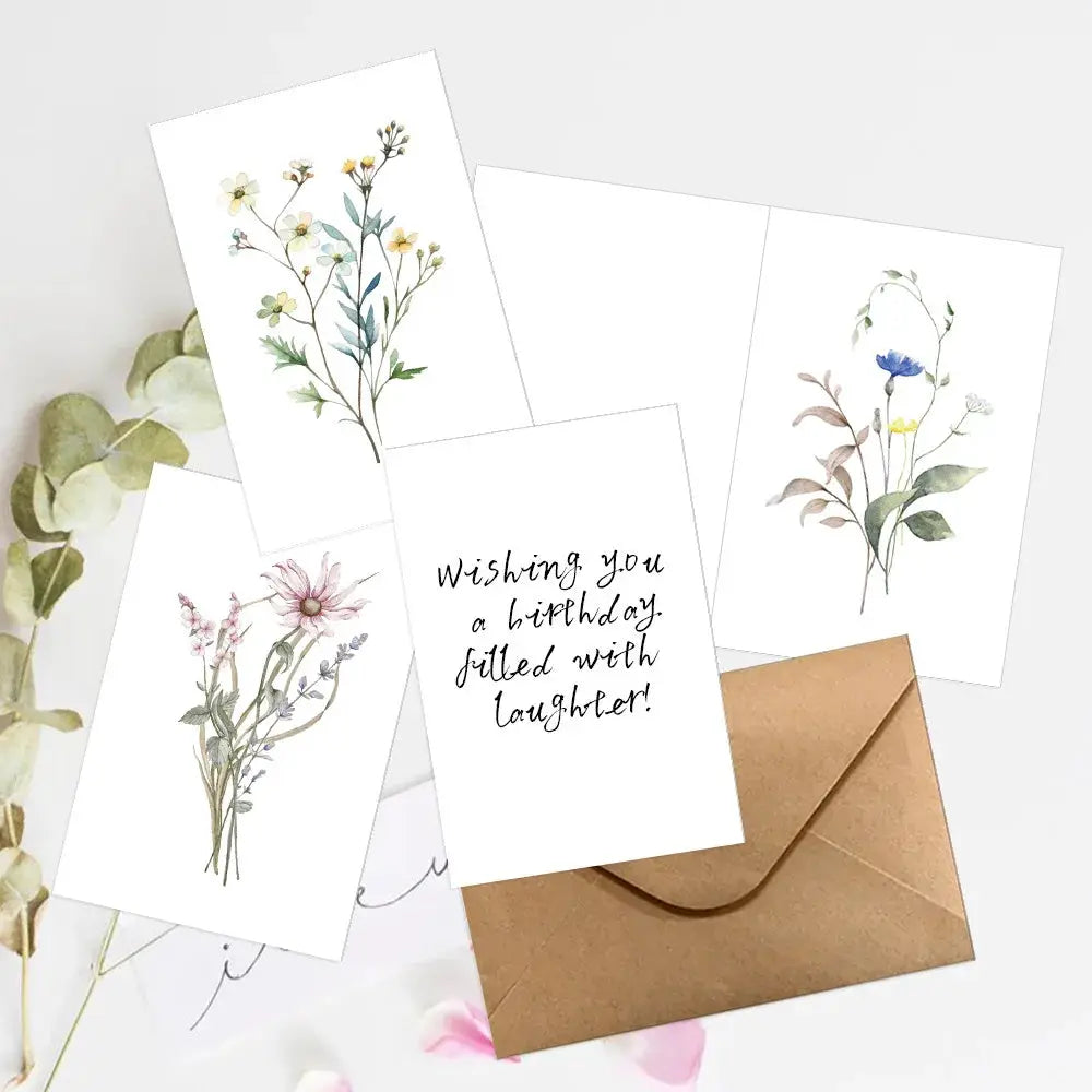10 Pack Blank Greeting Cards Beautiful Watercolor Wildflower Note Cards for All Occasions Stationery Set