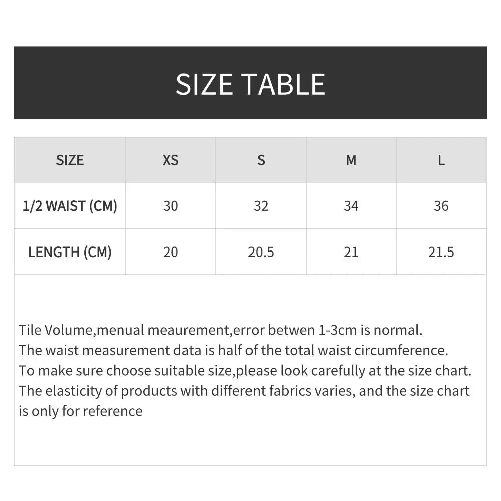 Simples Market leopard lace panties size table for women's underwear showing XS–L waist and length.