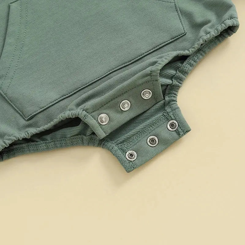 Baby Hooded Romper With Front Pocket Long Sleeve Solid Color Bodysuit For Newborn Boys And Girls Spring Autumn Playsuit