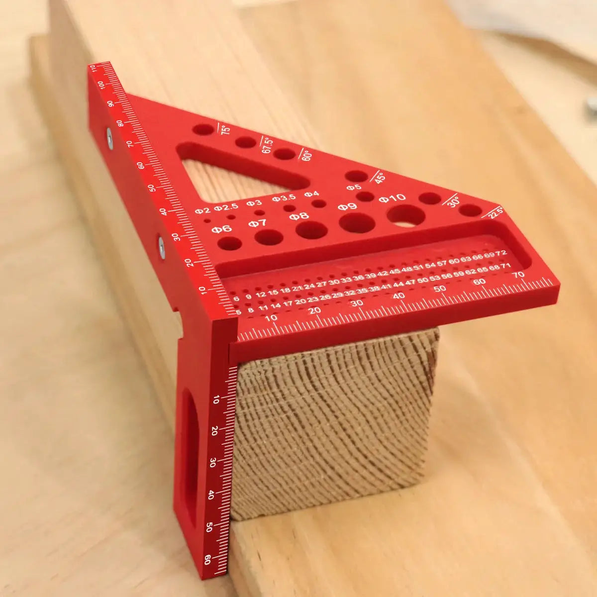 Precision Carpenter Square And Hole Scribing Ruler 22.5 To 75 Degrees Measuring Tool With Angle Pin Plastic