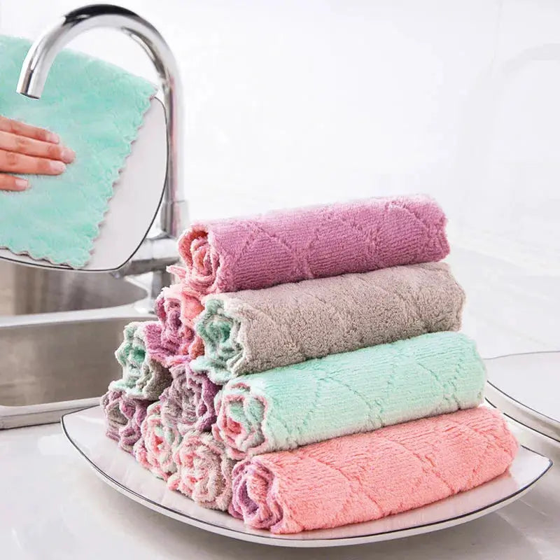 UltraSoft 10 Pack Microfiber Dish Cloths Double Sided Cleaning Towels For Tableware And Kitchen Surfaces
