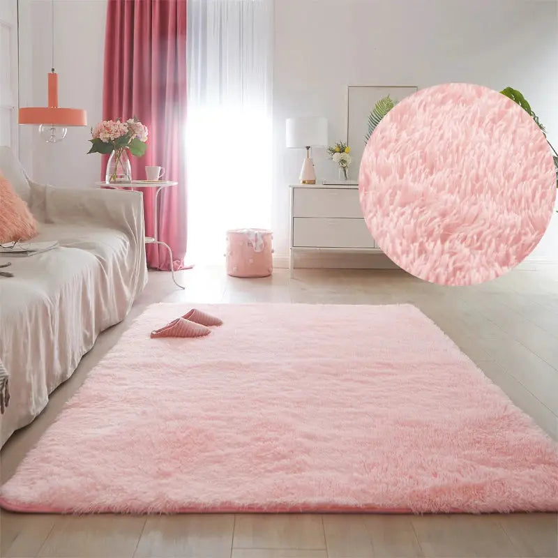 Kids pink plush shag rug by Simples Market for large children's room and living areas