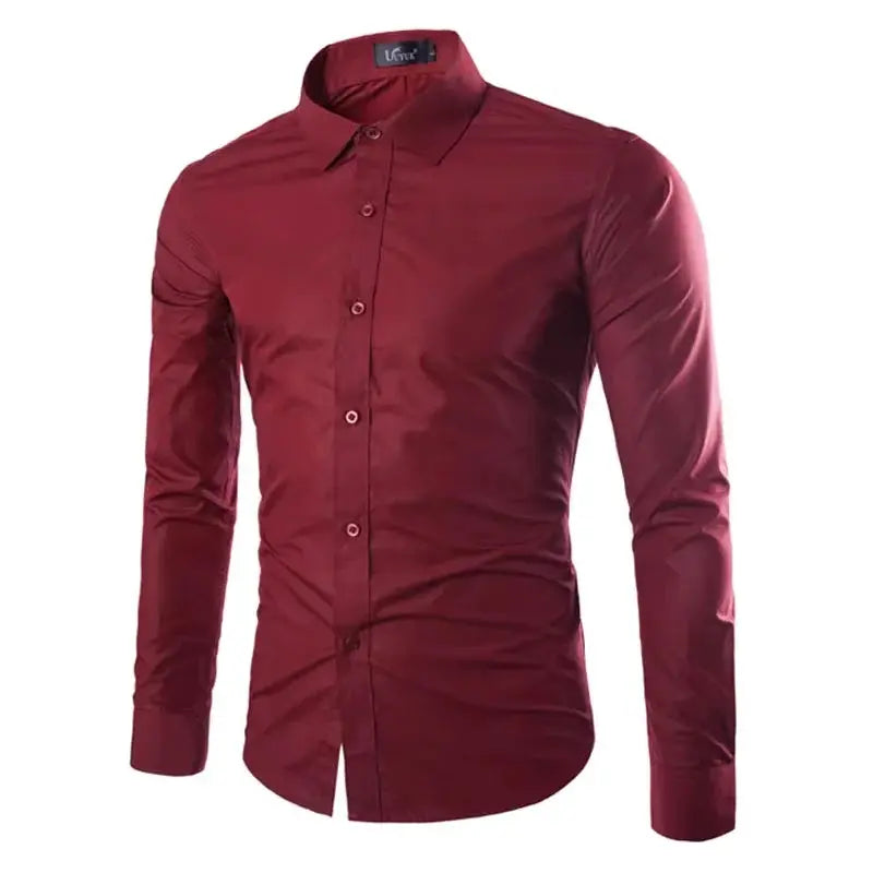 Men's burgundy solid long-sleeve shirt by Simples Market