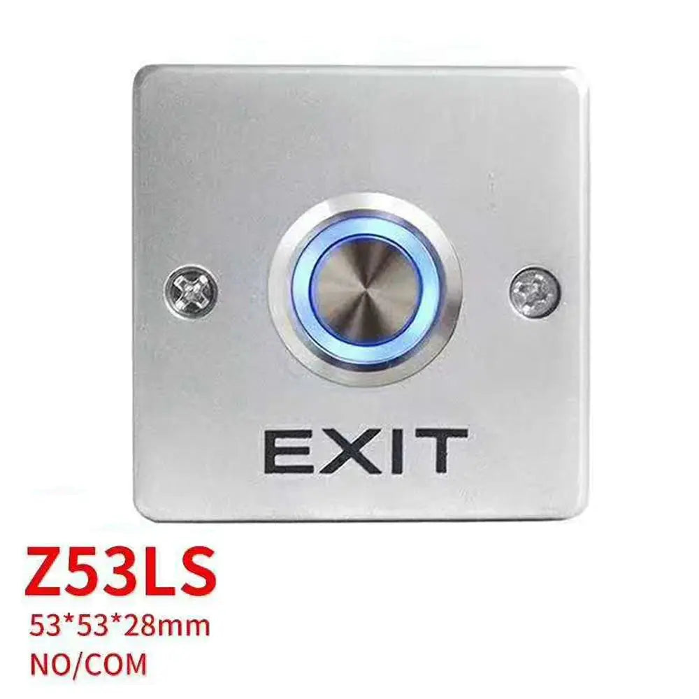 Exit button switch Simples Market NO/COM zinc alloy with blue LED ring on metal plate
