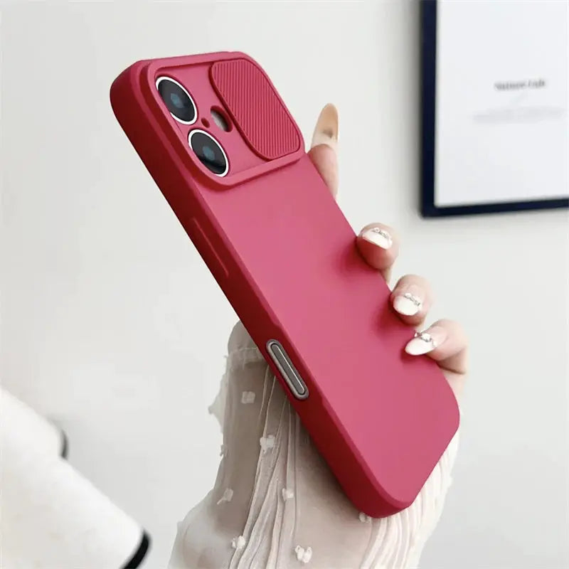 SlideGuard Silicone Case With Sliding Lens Shield For iPhone 7 To 16 Pro X XS XR Max 8 SE Camera Lens Protection