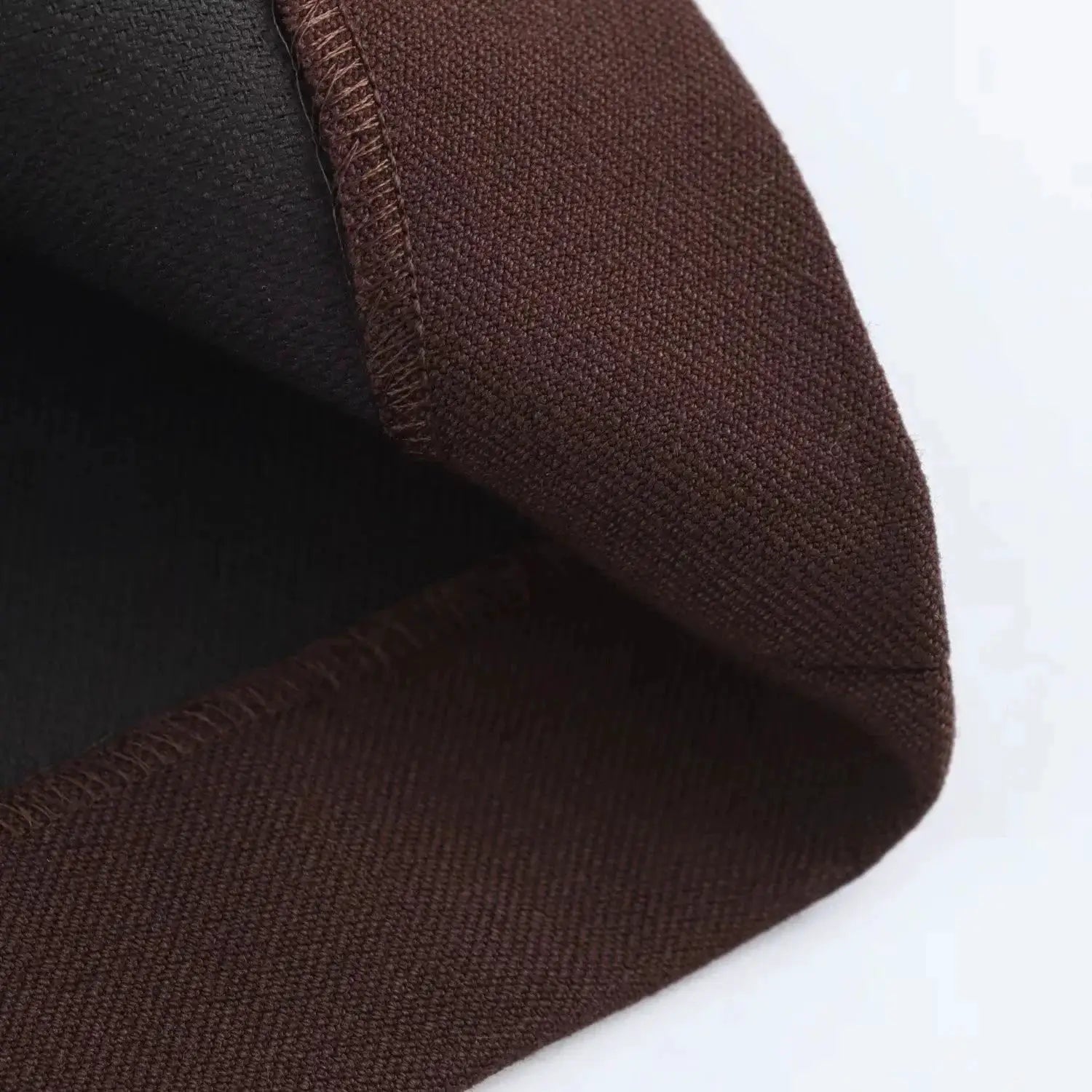 KONDALA brown textured blazer lapel close-up with stitching