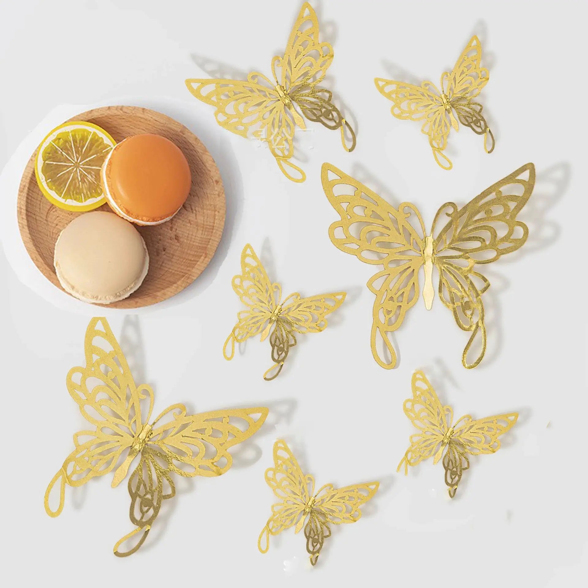 48 Pieces 3D Butterfly Wall Decor Set In Gold Finish With 4 Styles And 3 Sizes For Birthday Party Cake Room Decor