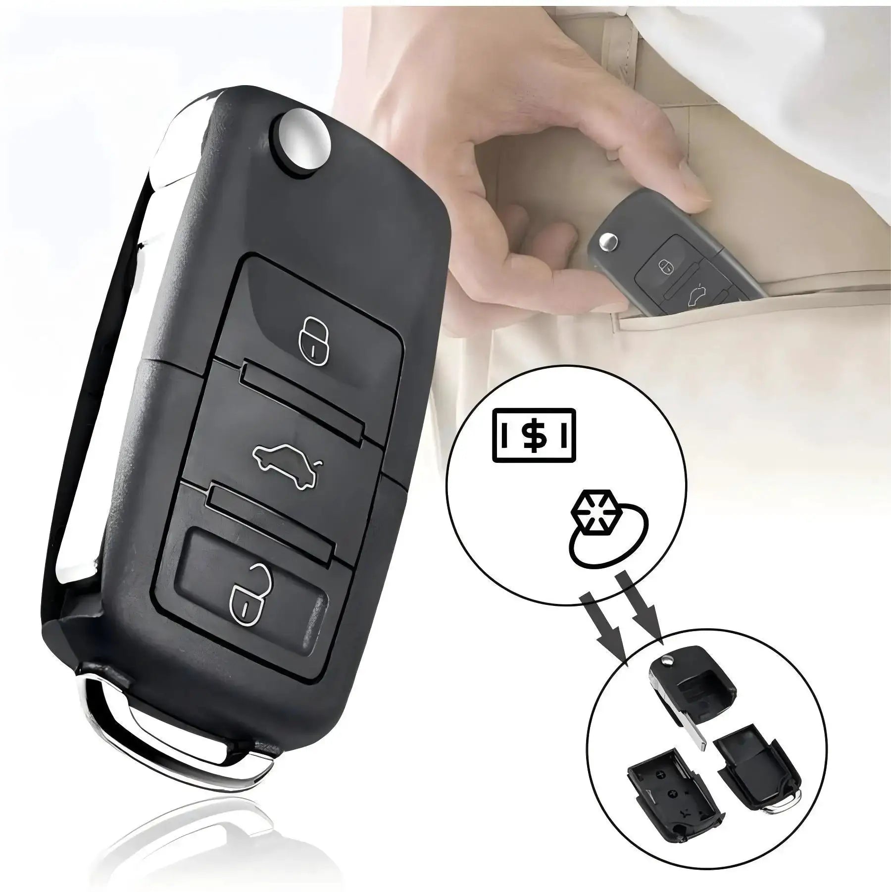 Creative Mini Dummy Car Key Hidden Safe Box Secret Compartment Discreet Storage For Money Pills Coins
