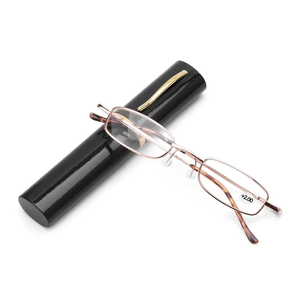 Elegant Reading Glasses Metal Frame Ultra Thin Design Lightweight Portable Mini Eyewear For Men And Women With Case